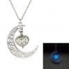 Nummbley Hollow Out Olympic Noctilucent Heart Moon Pendant Necklace