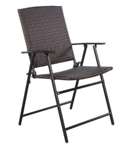 Alternative view of Tangkula 4 Pcs Brown Folding Rattan Chair Furniture Outdoor Indoor Camping Ga..