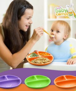 Alternative view of Sweet Baby Carrot Toddler Divided Plates Soft Unbreakable Safe Bpa Free Fun 3..