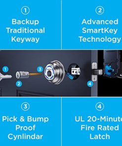 Kwikset Kevo (2Nd Gen) Touch-To-Open Bluetooth Smart Lock In Satin Nickel 21 182280819135 9
