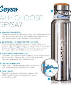 Geysa Vacuum Insulated Stainless Steel Water Bottle 20Oz Double Walled Constr.. 11 182280821305 4