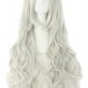 Mapofbeauty 32" 80Cm Silver White Long Hair Curly Wavy Wig Cosplay Costume Wig