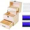Wooden Essential Oil Box Multi-Tray Organizer W/ 14 10Ml Stainless Steel Roll.. 3 182281455207 0