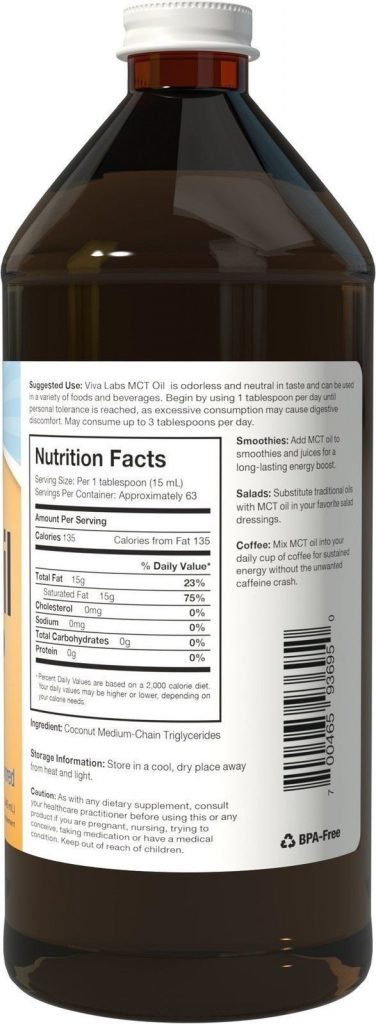Viva Labs Non-Gmo Pure Coconut Mct Oil (32 Fl Oz) - Gluten Free Vegan And Pal.. - $29.90