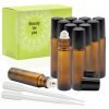 Pack Of 12 10Ml Amber Glass Roll On Bottles With Stainless Steel Roller Ball .. 13 182281457702 0