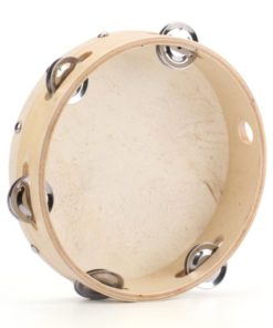 Foraineam 8" Headed Wood Tambourine Hand Drum Single Row Jingles 6 182287558680 2