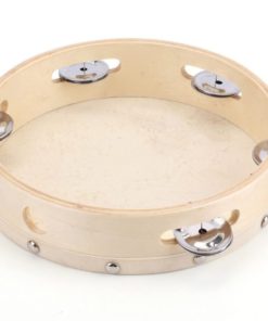 Foraineam 8" Headed Wood Tambourine Hand Drum Single Row Jingles 7 182287558680 3