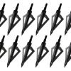 12Pk Black 3 Blades Archery Broadheads 100 Grain Screw-In Arrow Heads Arrow T..