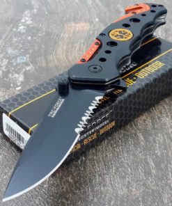 Alternative view of Tac-Force Knives Assisted Opening Rescue Knives Black Orange Emt Tactical Knife