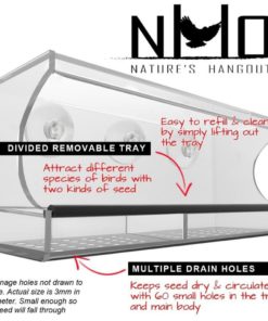 Alternative view of Large Window Bird Feeder - Clear Removable Tray Drain Holes & Beautiful Packa..