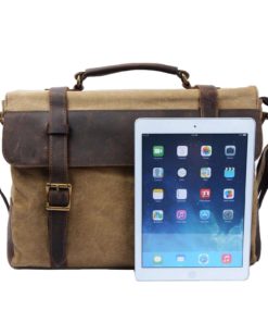 S Zone Vintage Canvas Leather Messenger Traveling Briefcase Shoulder Laptop Bag 10 182299376509 3