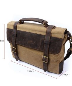 S Zone Vintage Canvas Leather Messenger Traveling Briefcase Shoulder Laptop Bag 12 182299376509 5