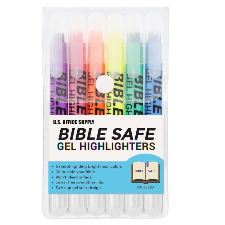 U.S. Office Supply Bible Safe Gel Highlighters - 6 Bright Neon Highlight Colo..