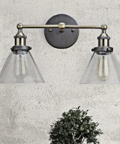 Alternative view of Claxy Ecopower Simplicity Industrial Edison Antique Glass 2-Light Wall Sconce..