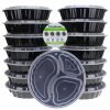 Freshware 15-Pack 9-Inch Round 3 Compartment Bento Lunch Boxes With Lids - Us.. 3 182299383592 0