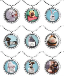 15 Secret Life Of Pets Flat Bottle Cap Necklaces For Birthday Party Favors Ba..
