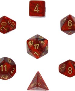 Chessex Dice: Polyhedral 7-Die Scarab Dice Set - Scarlet With Gold Chx-27414