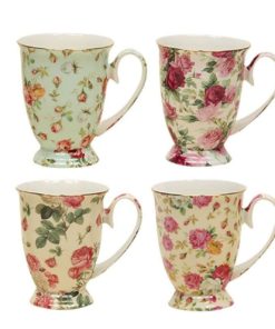 Gracie China By Coastline Imports Rose Chintz Porcelain Footed Mug Assorted W..