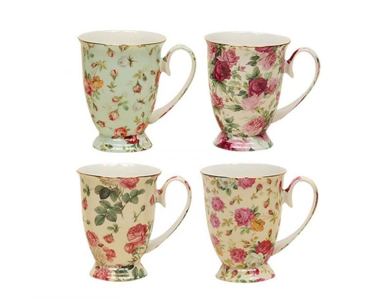 Gracie China By Coastline Imports Rose Chintz Porcelain Footed Mug Assorted W..