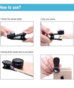 Holigoo Premium Clip-On Cell Phone Lens Kit Wide-Angle Lens 0.36X + Fisheye 1.. 10 182299429153 3