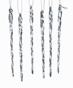 Kurt Adler 5-1/4-Inch Glass Glow-In-The-Dark Icicle Ornament Set Of 24