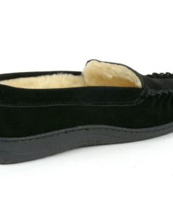 Alpine Swiss Sabine Womens Suede Shearling Slip On Moccasin Slippers Black 11 182299438848 3