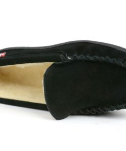 Alpine Swiss Sabine Womens Suede Shearling Slip On Moccasin Slippers Black 12 182299438848 4