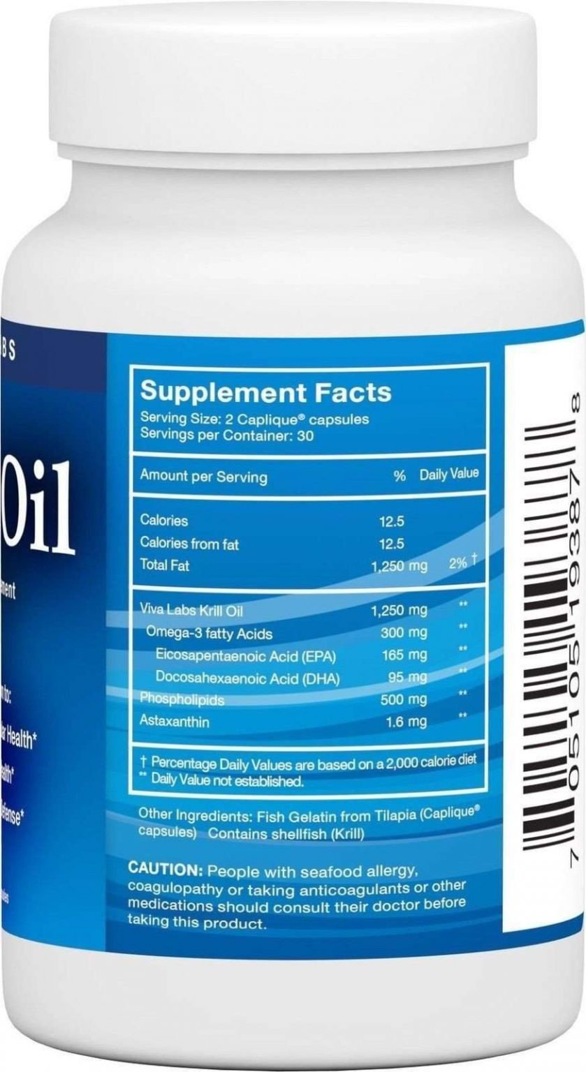 Viva Labs Krill Oil Dietary Supplement 60 Capsules 1 Bottle (60