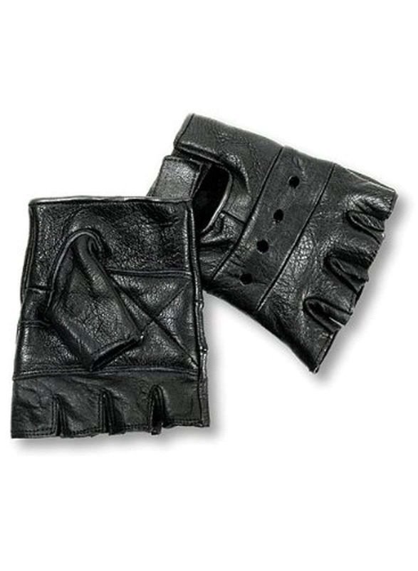 Interstate Leather Men's Basic Fingerless Gloves (Black Large)