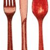 Creative Converting Premium Plastic Glitz Red Glitter Cutlery 24 Utensils Per..