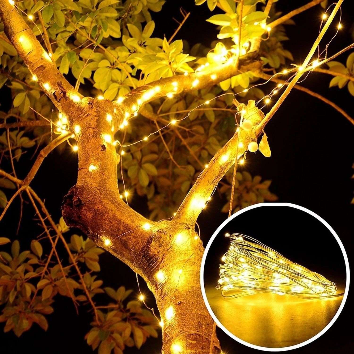 Indoor Starry String Lights Loende 34.45Ft 100 Led 4Aa Flexible Silver ...