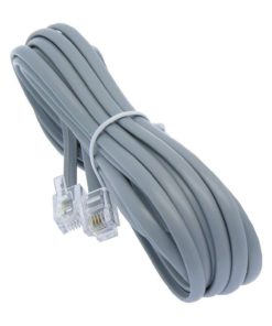 14Ft Heavy Duty Rj11 / Rj14 Silver Satin 4 Conductor Telephone Line Cord By C..
