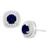 Round-Cut Created Sapphire And Cubic Zirconia Halo Stud Earrings In Sterling .. 2 182312020346 0