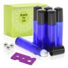 Pack Of 6 10Ml Cobalt Blue Glass Roll On Bottles With Stainless Steel Roller .. 15 182312025088 0