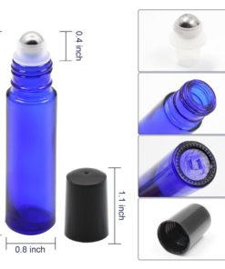 Pack Of 6 10Ml Cobalt Blue Glass Roll On Bottles With Stainless Steel Roller .. 10 182312025088 3