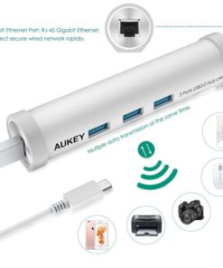 Aukey Usb C Hub With 3 Usb 3.0 Ports 1 Ethernet Port Silver Aluminum Body For.. 13 182312030347 5