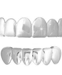 Silver-Tone Hip Hop Removeable Mouth Grillz Set (Top & Bottom) Player Style