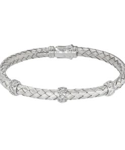 Meshmerise .48 Cttw Diamond 18K White Vermeil Mesh Bangle