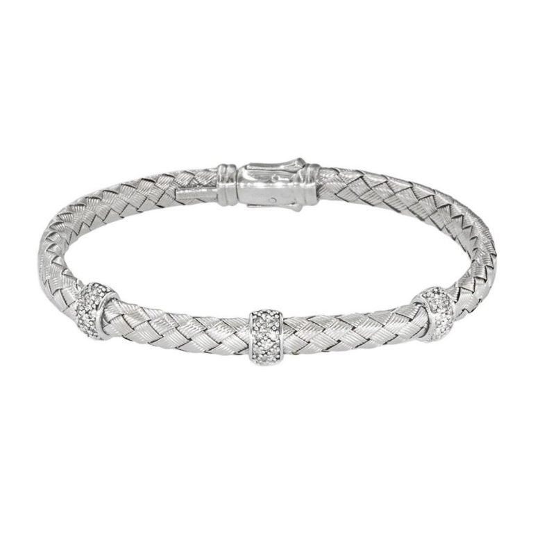 Meshmerise .48 Cttw Diamond 18K White Vermeil Mesh Bangle