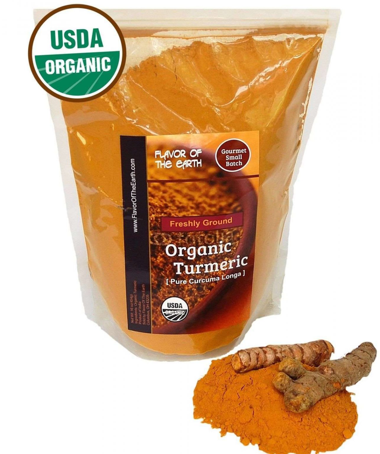 Flavor Of The Earth Organic Turmeric (Curcumin) Powder 1Lb Ultra Pure
