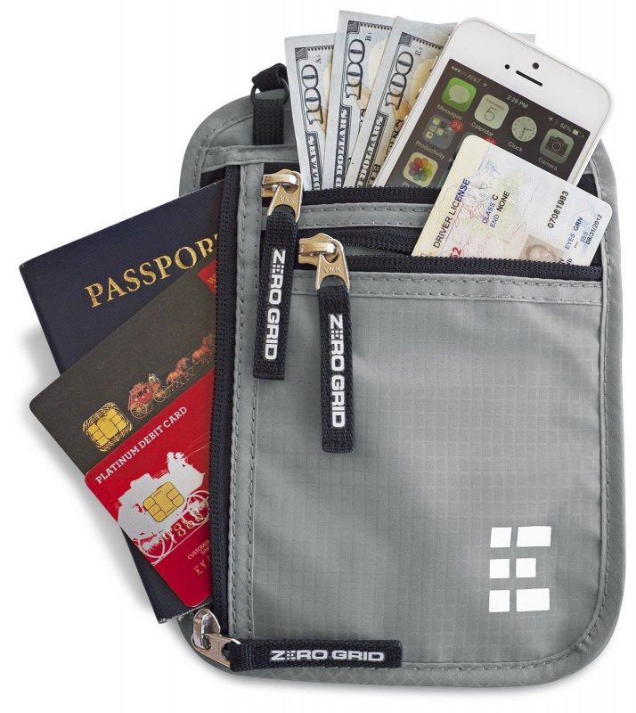 Zero Grid Neck Wallet W/Rfid Blocking- Concealed Travel Pouch & Passport Holder