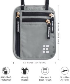 Zero Grid Neck Wallet W/Rfid Blocking- Concealed Travel Pouch & Passport Holder 8 182312048502 1