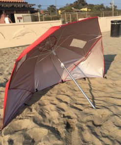 New Apontus Portable Beach Weather Shelter Umbrella Sand Sun Shade Outdoor Red 6 182312048814 2