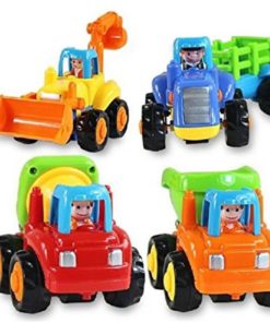 Set Of 4 Cartoon Friction Powered Play Vehicles For Toddlers - Dump Truck Cem.. 9 182312054539 3