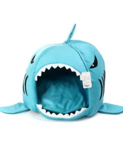 Kojima Shark Round House Puppy Bed With Pet Bed Mat Small To Medium (Blue Med.. 3 182318813158 0 1