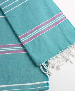 Cacala 100% Cotton Pestemal Turkish Striped Bath Towel 37 X 70" Aqua/Purple 7 182318833476 2