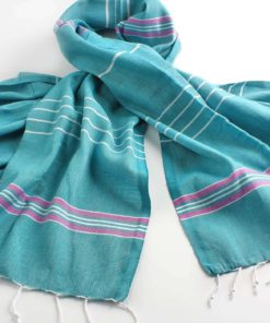 Cacala 100% Cotton Pestemal Turkish Striped Bath Towel 37 X 70" Aqua/Purple 8 182318833476 3