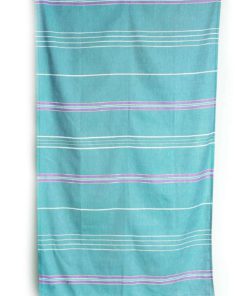 Cacala 100% Cotton Pestemal Turkish Striped Bath Towel 37 X 70" Aqua/Purple 9 182318833476 4