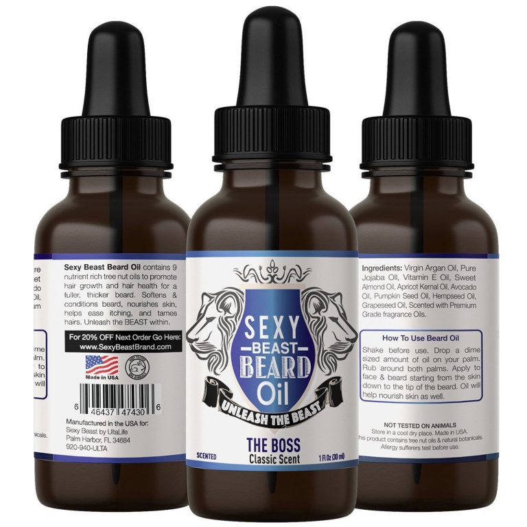 #1 Best Beard Oil For Men - The Boss Scent - Proprietary 9 Oil Blend Stimulat..