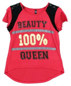 Alternative view of Obsessive Love Girls 100% Beauty Queen Screen Print Top Coral Medium